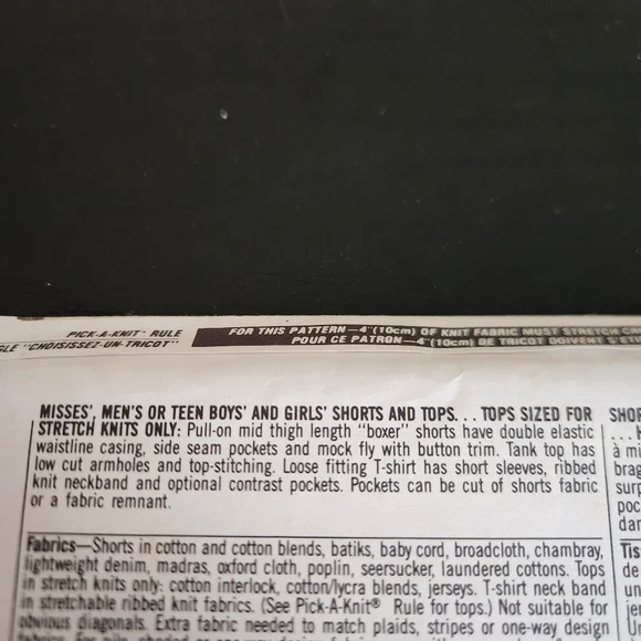 Simplicity 9978 Shorts Tops Sewing Patterns Size MD-XL - Picture 4 of 5